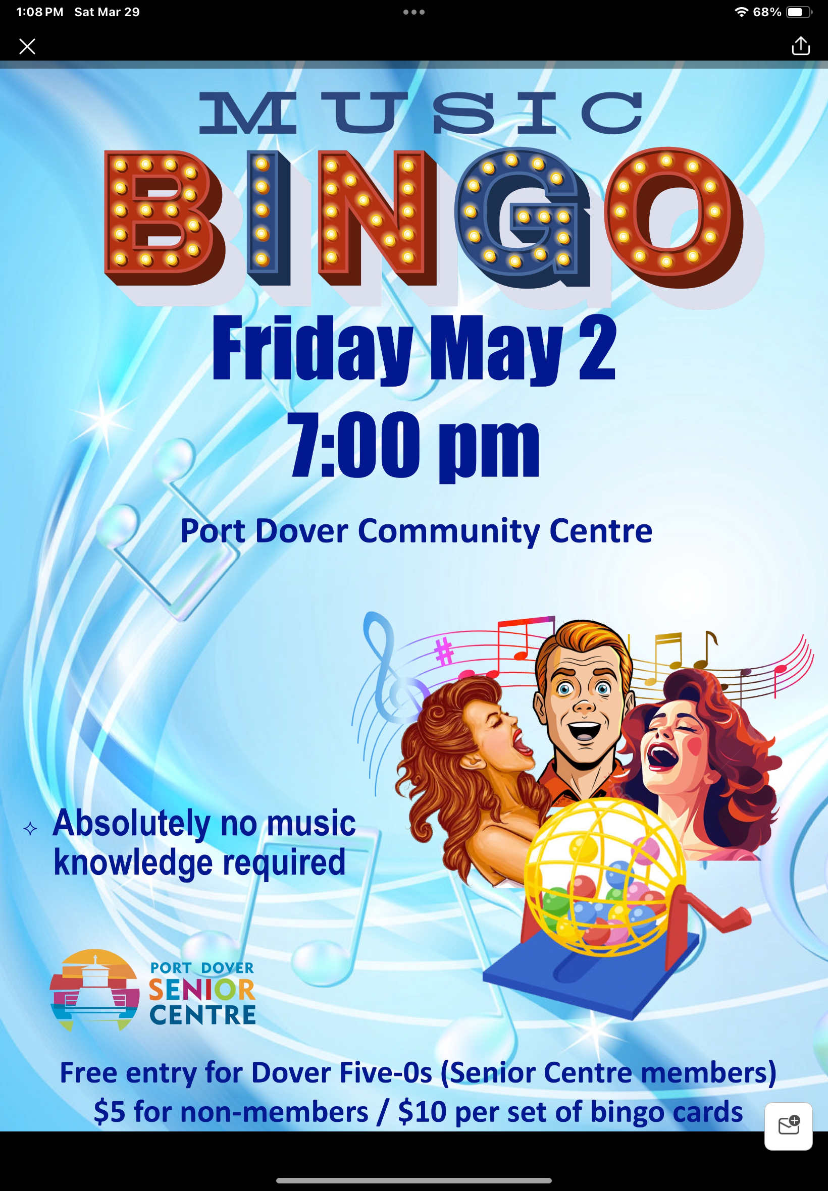 Music Bingo May 2nd 2025